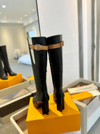 LV Donna High Boot 9.5 Black Calfskin 573879