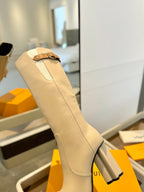 LV Donna High Boot 9.5 Beige Calfskin 573882
