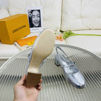 LV Slingback Metallic Silver Lambskin