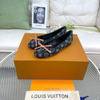 LV Nina Doll Shoes Black Monogram Denim Printed Fabric