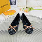 LV Nina Doll Shoes Black Monogram Denim Printed Fabric
