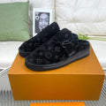 LV Mule Black Monogram Velvet Fabric