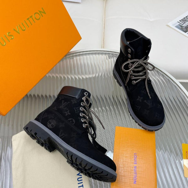 LV x Timberland 6-In Ankle Boot 50mm Black Monogram Nubuck Leather