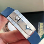 SUBMARINER DATE 41 BLUE BEZEL BLACK DIAL RUBBER STRAP