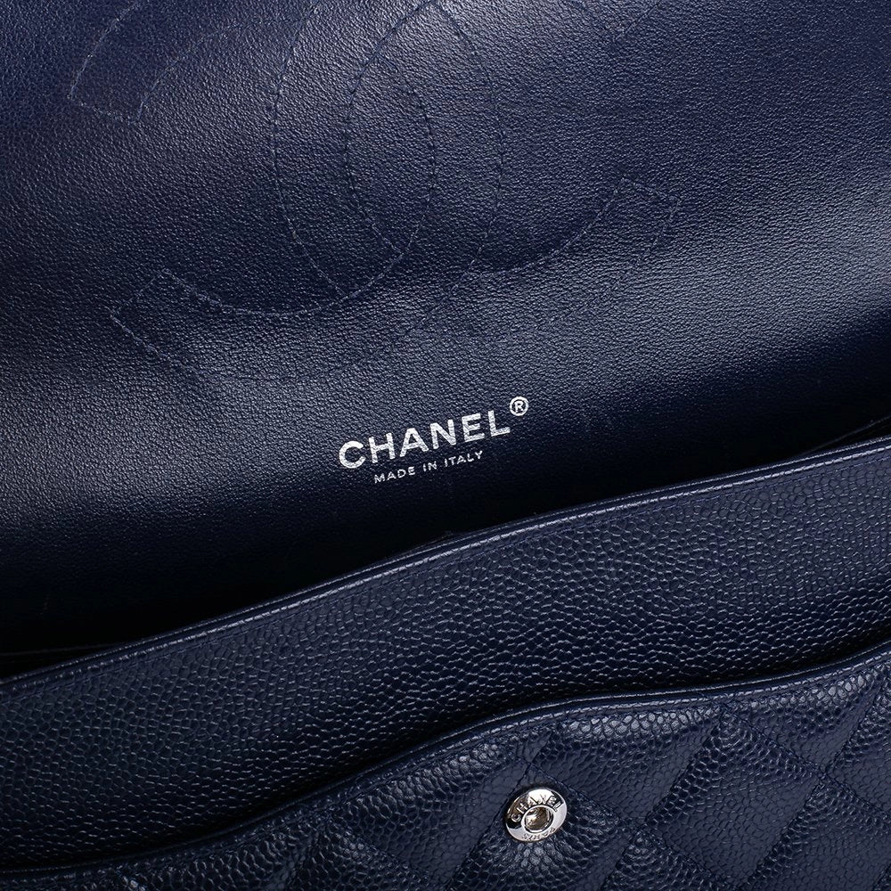 CC Classic Jumbo Navy Blue Caviar Silver Hardware