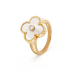 CLOVER PINK MOP RING GOLD DIAMOND