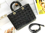 medium lady 32 black patent calfskin
