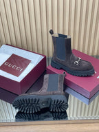 GG Horsebit Platform Ankle Boots in Suede