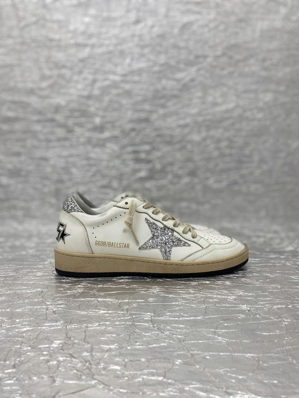 GGDB Ball Star Sneakers White Nappa Leather Glitter Star