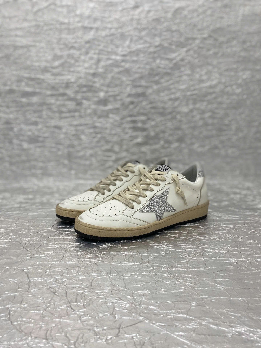 GGDB Ball Star Sneakers White Nappa Leather Glitter Star