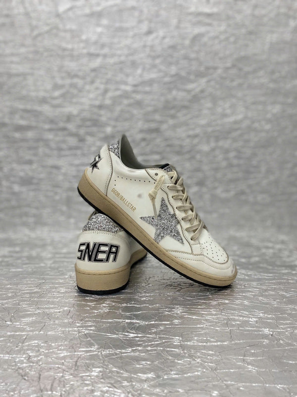 GGDB Ball Star Sneakers White Nappa Leather Glitter Star