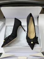 CD Adiorable Pearl Fringe 10cm Pumps in Black Silk Grosgrain