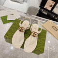 GG Marmont Thong Sandals in White Cowhide
