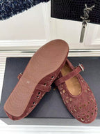 ALAIA MARY JANE FLATS CHOCOLATE BROWN SUEDE