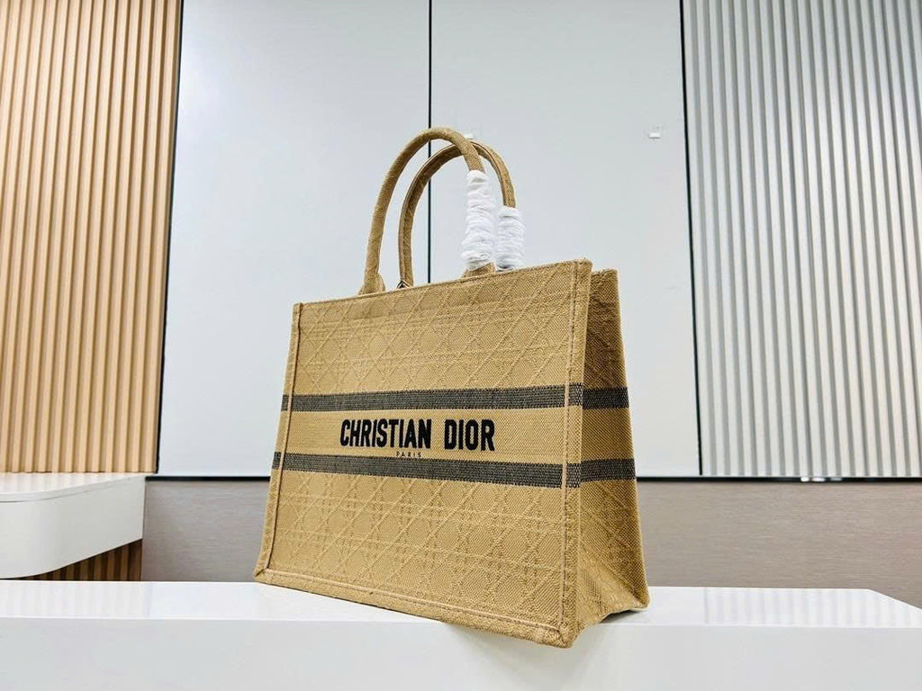 Dior Medium 36 Book Tote Natural Beige Cannage Canvas